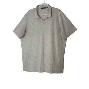 Travis Mathew Polo Shirt Mens 3XL Beige Casual Preppy Short Sleeve Golf‎ Beach